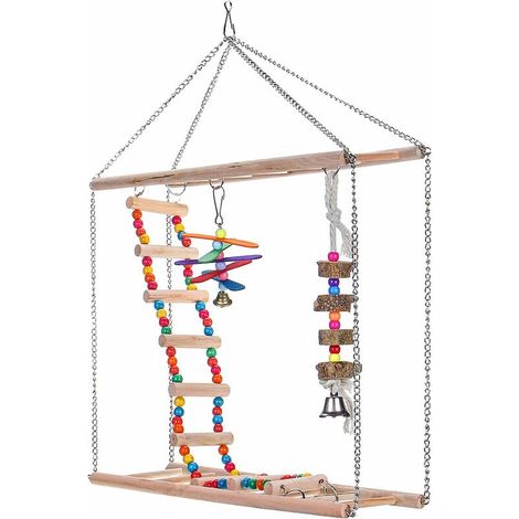 Parrot Wooden Toys Pet Birds Swinging Ladder Climbing (1/5)