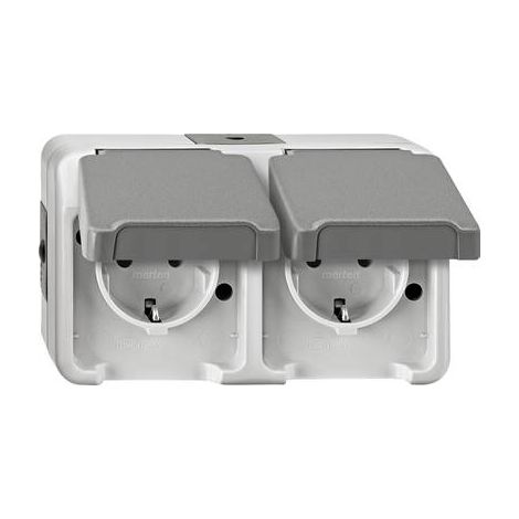 MERTEN, PRESA ELETTRICA DOPPIA CON COPERCHIO, MEG2321-8029
