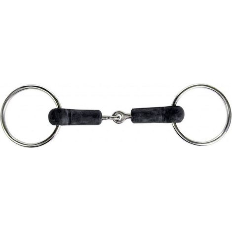 15,5 cm, nero: Filetto snodato ad anelli 18 mm ricoperto in gomma (1/2)
