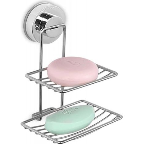 Porte-savon de douche avec ventouse en acier inoxydable support adhsif pour salle de bain Salle de bain, WC Accessoire (1/4)