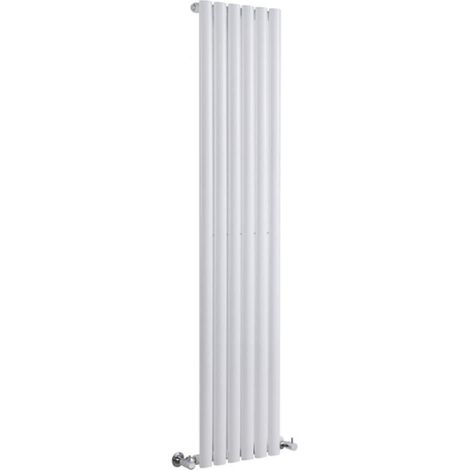 Milano Aruba White Vertical Column Single Oval Panel Radiator - 1600mm x 354mm (1/5)