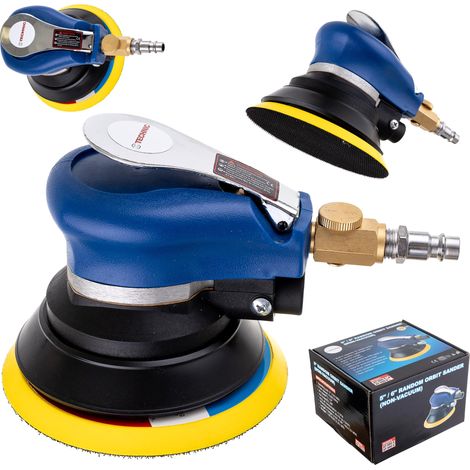LEVIGATRICE ECCENTRICA PNEUMATICA DISCO DA 125 MM CON CHIUSURA IN VELCRO LEGNO METALLO (1/5)