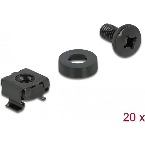Delock Kit de montaje para gabinete de red 20 piezas negro