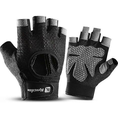 Gants de cyclisme demi-doigts respirants, absorbants et antidérapants pour l'entraînement à la barre horizontale (noir (l)) (1/4)