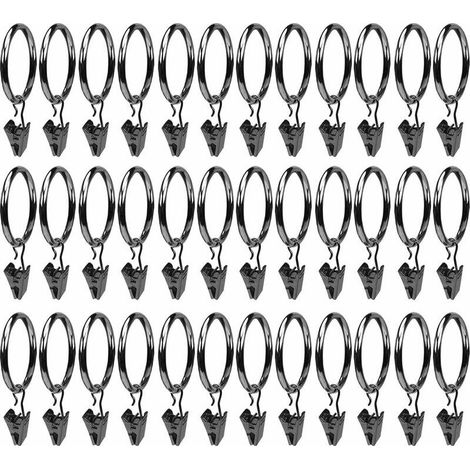 Pince pour Rideaux 38mm, Clips de Rideau, 36 pièces Anneaux Rideaux avec Pince, Fait de Fer, avec des Clips, Solide et Durable, pour Rideaux, Rideaux de Douche, pendentifs, Photos  (Noir) (1/4)