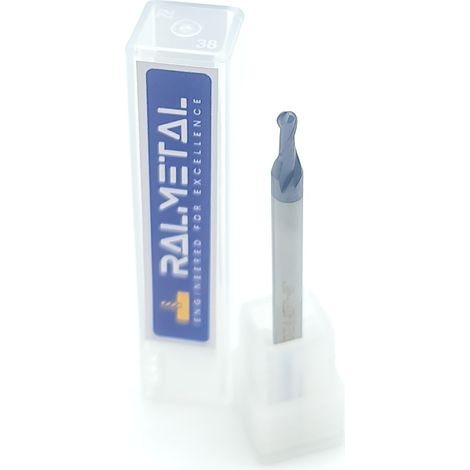 Fraise à bout sphérique VHM Fi2 R1 x 4D x 50 mm - 45 HRC  (1/2)