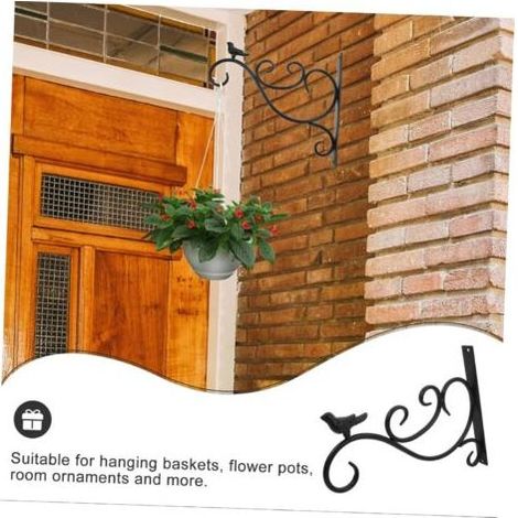 Support De Fleurs Suspendu Fer Forgé Potence Murale Élégante Pour Pots De Fleurs Et Jardinières Décoration Intérieure Et Extérieure Noir