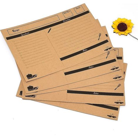 10 fiches recettes en papier kraft double face 10 x 15 cm