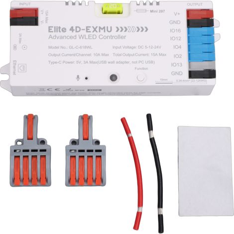 Controller WLED a 4 uscite per strisce LED, con microfono Ethernet UART, relè fusibile da 20 A per RGB indirizzabile