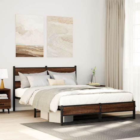 Metallbett ohne Matratze Eichen-Optik 140x200 cm (1/5)