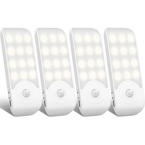 Veilleuse LED Rechargeable,[4 Pièces] Automatique Lampe Led Détecteur De Mouvement, Lumière Murale Magnetique Portable, pour Placard Chambre Couloir Armoire Escalier [12 LED] [3 Modes] (1/5)