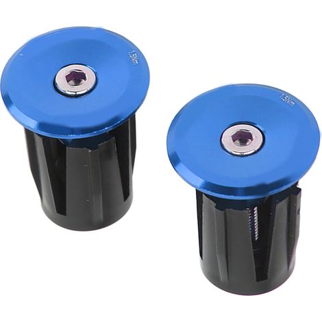 Set aus 2 leichten Lenkerendkappen aus Aluminium und Kunststoff für Mountainbikes und Rennräder (blau). (1/5)