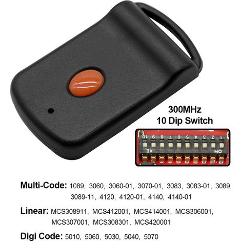 Télécommande et récepteur pour porte de garage, accessoire de commande automatique,Multicode-300Mhz Remote (1/5)