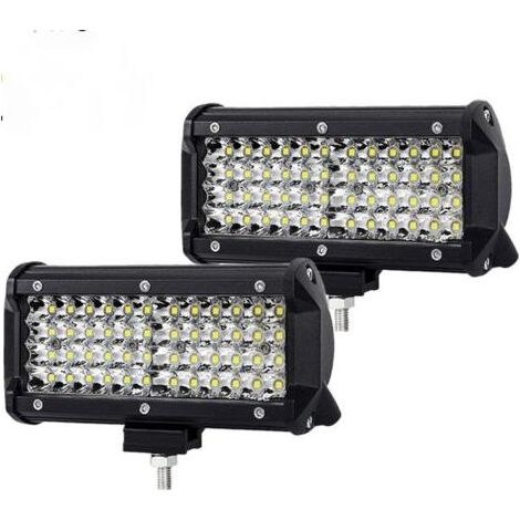 Lampe de Travail LED pour Tracteur 144W 16.5cm Projecteur LED de Voiture 12-24V Bande Lampe de Travail LED Étanche IP67 Lampe de Travail LED pour 4X4 Voiture Camion SUV Bateau 2 Pack (1/3)