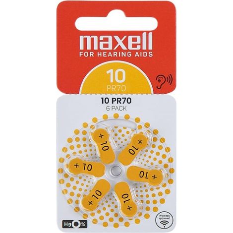 PILA AUDIFONO MAXELL PR70 SIN MERCURIO - BL6 - UNIDAD