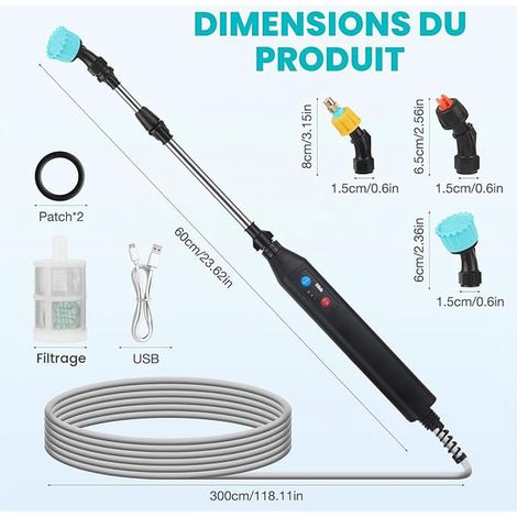 Pulvérisateur électrique, Pulvérisateur Jardin avec 3 Buses et 5M de Tuyau, Pulvérisateur pour Plantes de Jardin, Pulverisateur Lance Telescopique pour Arrosage (1/3)