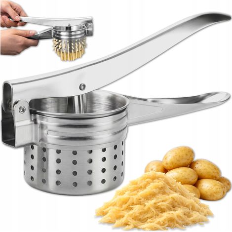 Knoblauch-Kartoffelpresse, Gemüsepresse aus Edelstahl, Stößel (1/5)
