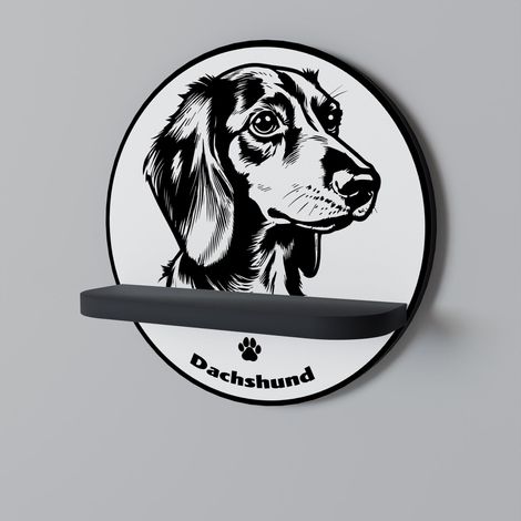 DACKEL HUND Rundes Regal Schwarz (1/5)