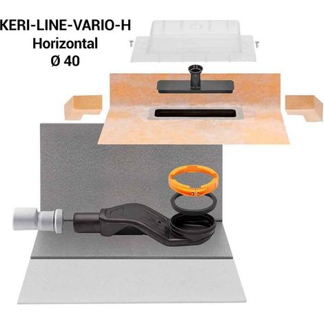 Schluter – Caniveau de douche horizontal KERDI-LINE-VARIO-H DN 40 – Évacuation discrète – Installation simplifiée – Débit 0,5 l/s – Isolation phonique intégrée