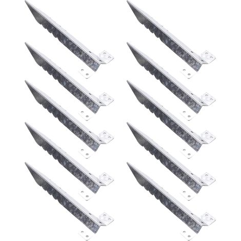 Lot de 10 piquets en acier galvanisé robuste pour traverses de chemin de fer, supports de poteau de clôture avec bords dentelés pour lits de jardin, bordures d'allée, murs de soutènement (1/5)