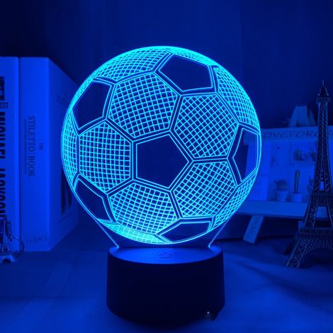 Veilleuse enfant sur le thème du football, lampe à illusion d'optique 3D avec télécommande, 16 couleurs changeantes, idéale pour un anniversaire ou Noël.