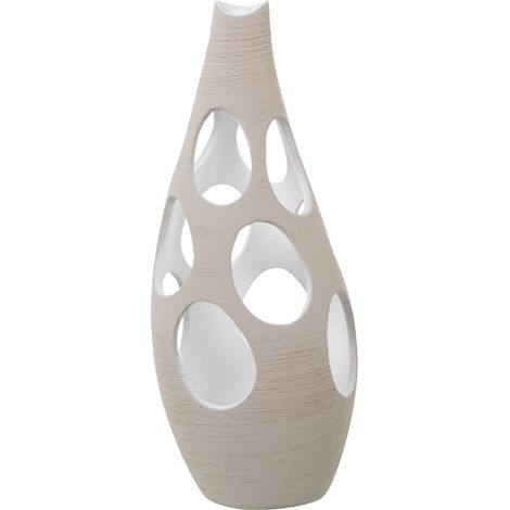 Vase Céramique 45 Cm Rayé Brut Trous Cercles °17X45 Cm (1/3)