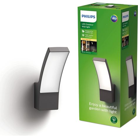 Philips Lampada LED da parete, per Esterni, Grado di protezione IP44, Luce Bianca Calda 2700K, Antracite (1/7)