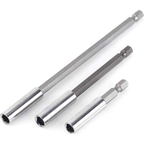 3pcs 1/4" Tige Porte Embouts Magnétique Extension de Vissage Rallonge Perceuse Électrique Tournevis Extension pour Foret Electrique (1/4)