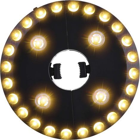 Lumière blanche chaude pour parasol de terrasse, 3 modes de luminosité, 28 lumières LED à 200 lumens, fonctionne avec 4 piles AA, pour parasol, tentes de camping (1/5)