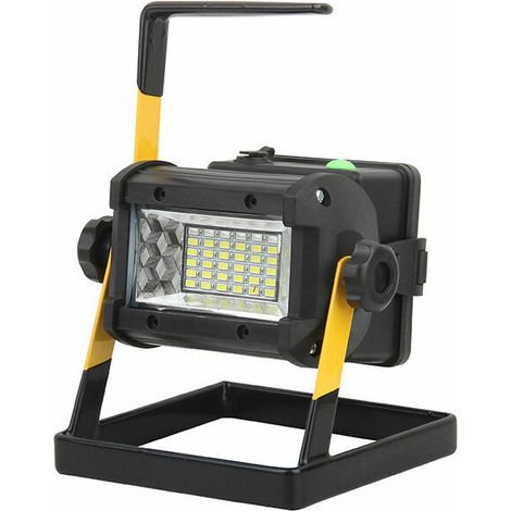 royaluxe - Projecteur LED Rechargeable, Projecteur Chantier 50W Lampe Rechargeable LED avec USB Lampe de Travail Lumières de Sécurité d'urgence étanche pour Atelier, Garage, Terrasse, Jardin (Noir) (1/5)