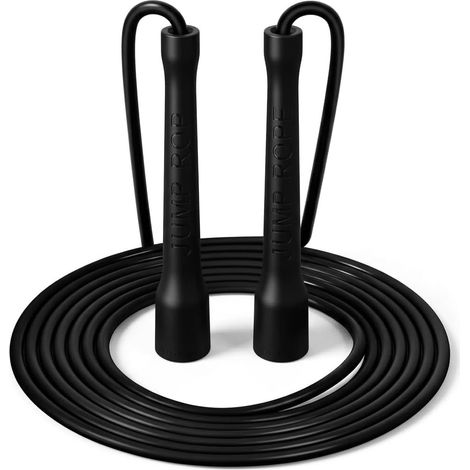 6 mm x 3 m PVC Adjustable Skipping Rope for Fitness, Boxing, Crossfit, Cardio Training, Children and Adults with Non-Slip Handles, Black Sport Accessory for Weight Loss (1/5)