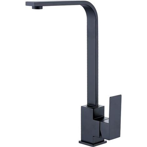 Robinet de cuisine à levier unique pivotant en laiton, mitigeur d’évier, robinet de lavabo peint, aérateur de plan de travail, flexible de 60 cm (noir) (1/5)