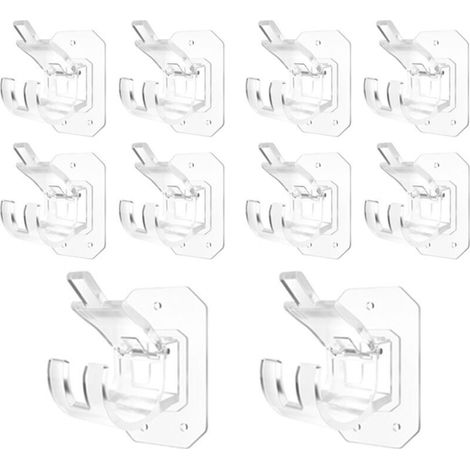 ALLIANDISLot de 10 supports de tringle à rideau sans perçage sans perçage. Crochets auto-adhésifs pour tringle à rideau. (1/4)