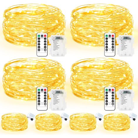 16 pièces 3M couleur LED Guirlande électrique, étanche à l'eau pour le bricolage, fête, lumières d'ambiance, décoration intérieure et extérieure, 4 pièces carrées + 12 pièces plates