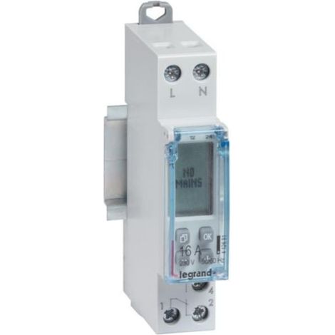 Interrupteur horaire modulaire programmable journalier et hebdomadaire standard 230V 1 sortie 16A - 1 module - LEGRAND