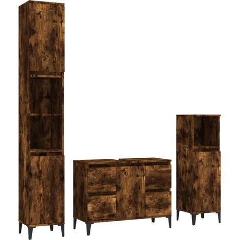 Ensemble de meubles de salle de bain 3 pcs,Ensemble d'armoires de salle de bain Chêne fumé CFW47303 (1/5)