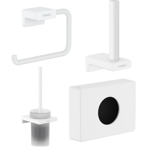 HANSGROHE Escobillero Addstoris + Portarrollos + Reserva portarrollos + Dispensador de bolsas higiénicas blanco mate