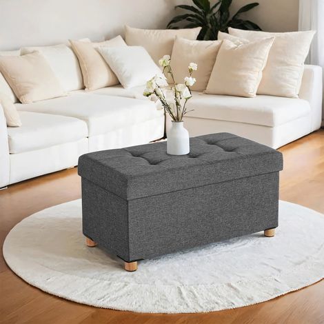 Banc de Rangement, Repose-pieds Pliable, avec Pieds, 38,1 x 76,1 x 40,1 cm, Bout de lit, pour Salon, Chambre, Entrée, Gris Foncé (1/5)