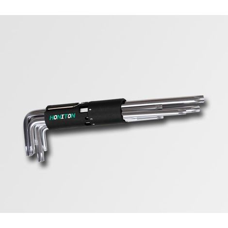 Juego de llaves Torx tipo L Honiton, modelo 8 piezas, tamaños T10, T15, T20, T25, T30, T40, T45, T50, ideal para trabajos de precisión, alta durabilidad y rendimiento superior.