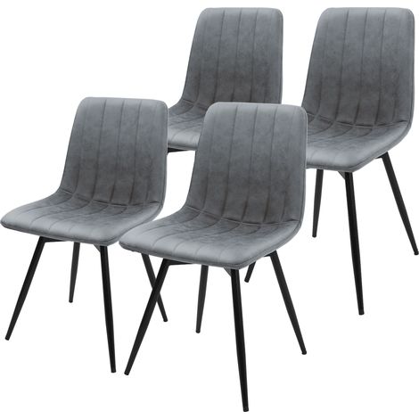 ML-Design Lot de 4 chaises de salle à manger pivotantes à 360 degrés, revêtement synthétique anthracite, avec dossier, pieds en acier réglables, patins de protection, design moderne, charge 120 kg (1/5)