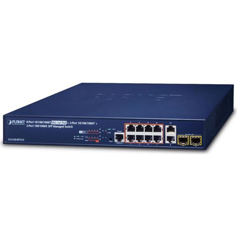Planet IPv4/IPv6 L2+/L4 Managed, GS-5220-8P2T2S