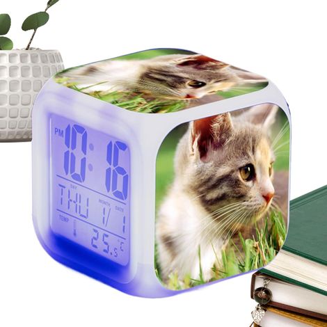 Réveil Chat pour Enfant Grand Écran Électronique Coloré Lumineux (1/5)