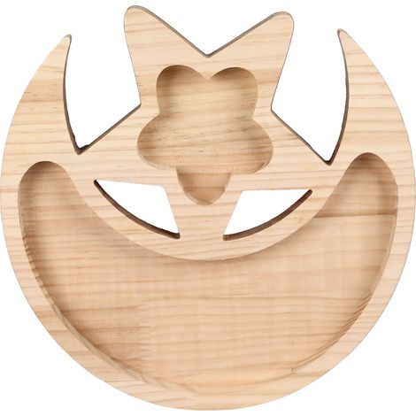 Plateau de rangement en bois Lune et Étoile Design unique pour huiles essentielles bijoux décoration intérieure élégante (1/4)