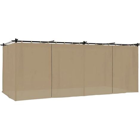 Gazebo en acier de 6 x 3 mètres avec rideaux gris-brun (1/5)