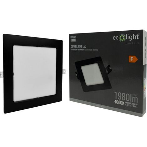 Downlight encastré carré noir 22 cm LED 18W 4000K Ecolight (1/4)