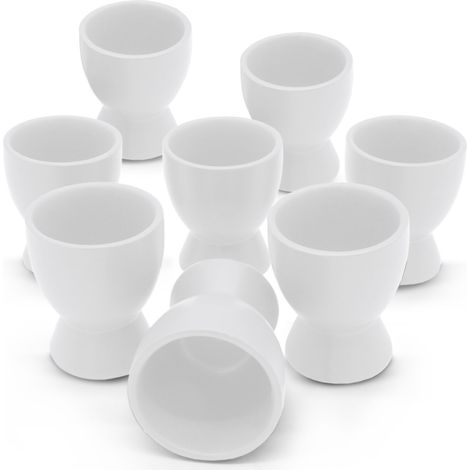 Feinkeramik Eierbecher weiß matt - 8er Set - Keramik Eierhalter in klassischer Form