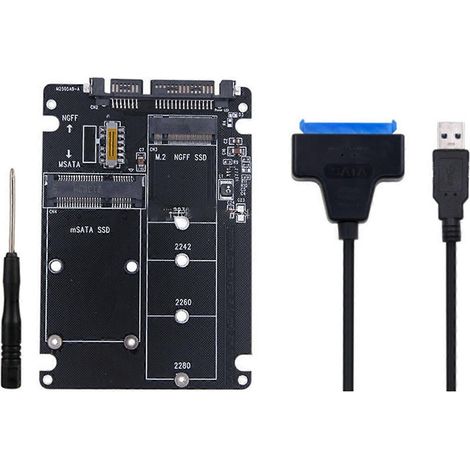 Pour carte adaptateur M.2 NGFF vers Sata, pour câble M.2 NGFF MSATA vers SSD SATA III 2,5" Dr-Type-A. (1/4)
