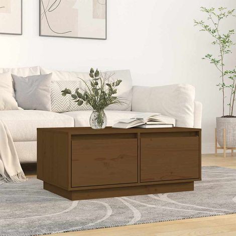 vidaXL Mesa de centro madera maciza de pino marrón miel 80x50x35 cm (1/5)