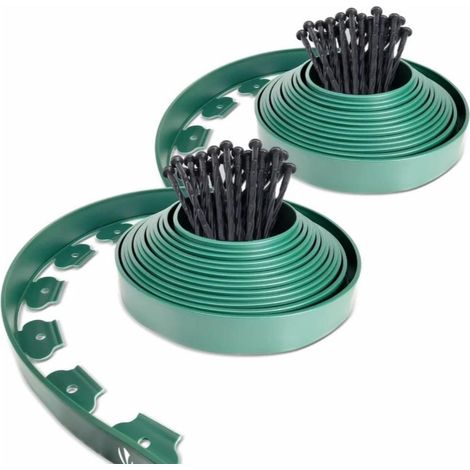 Bordure de jardin plastique flexible 20m avec 60 piquets vert (1/5)