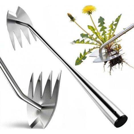 Bardusch-Coupe-mauvaises herbes amélioré, coupe-mauvaises herbes manuel à 4 dents en acier inoxydable, adapté au désherbage et à la plantation dans les jardins (1/5)